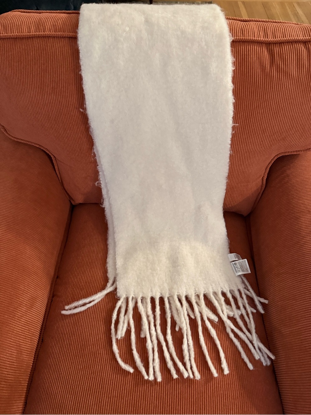 Cozy White Fringe Scarf